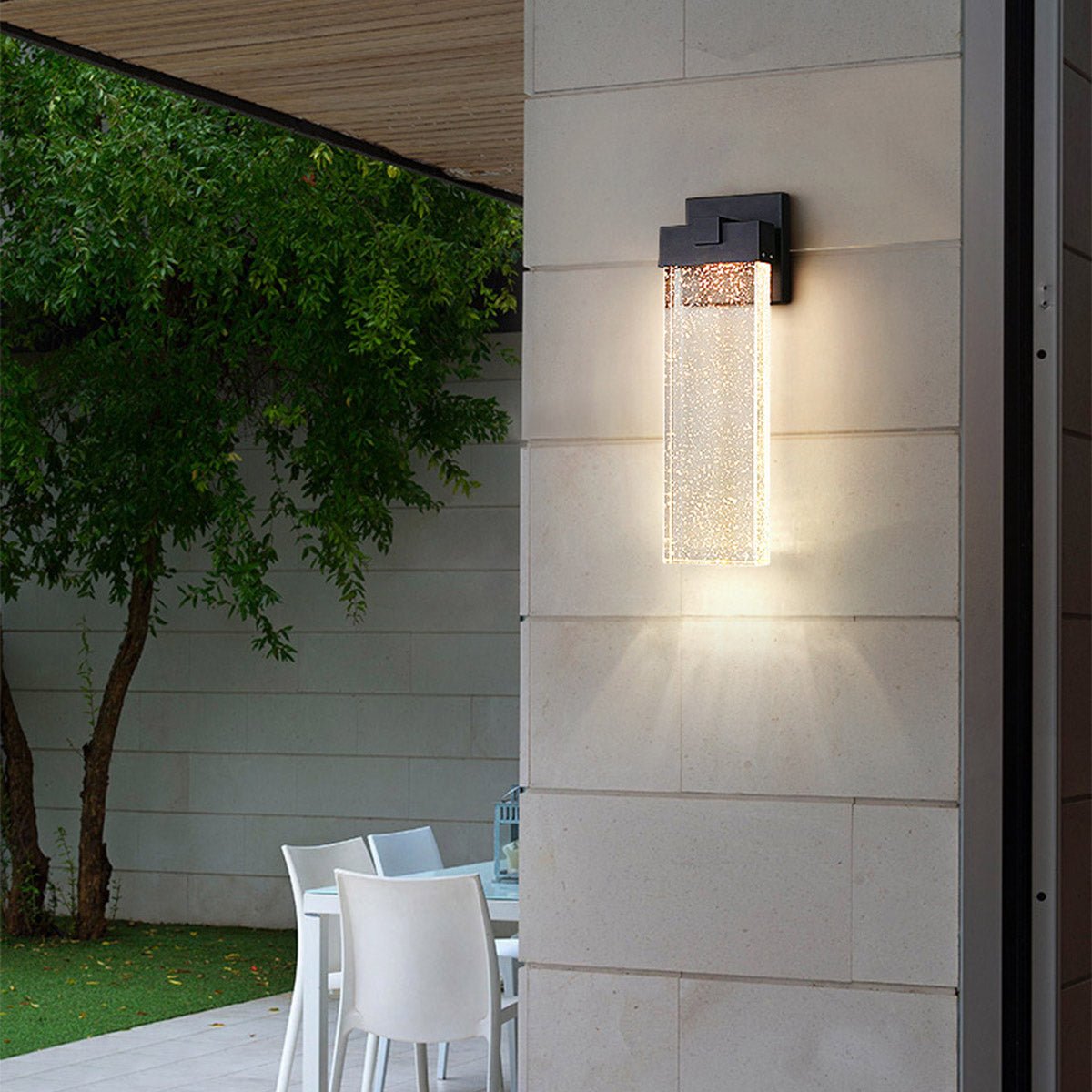 Rectangular Bubble Crystal Waterproof LED Modern Outdoor Wall Sconce - Flyachilles