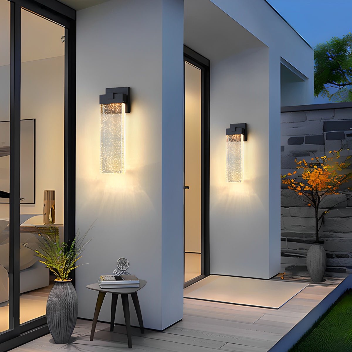 Rectangular Bubble Crystal Waterproof LED Modern Outdoor Wall Sconce - Flyachilles