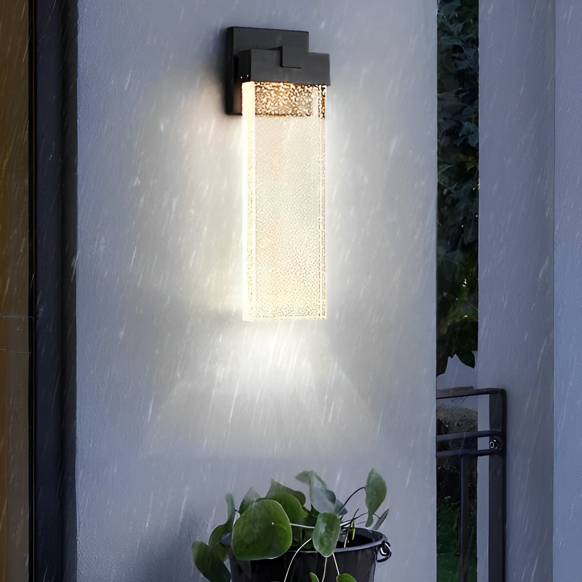 Rectangular Bubble Crystal Waterproof LED Modern Outdoor Wall Sconce - Flyachilles