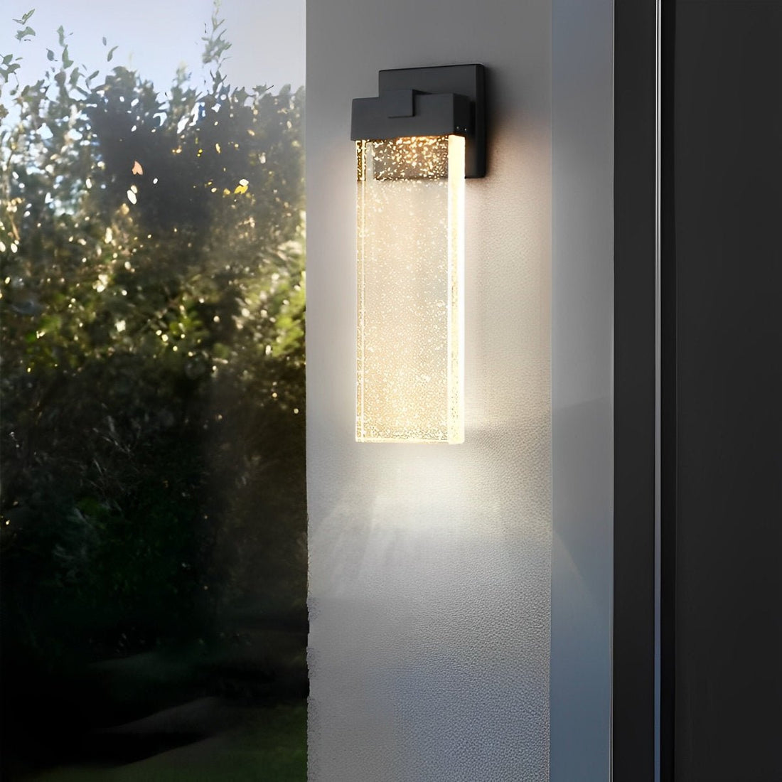 Rectangular Bubble Crystal Waterproof LED Modern Outdoor Wall Sconce - Flyachilles