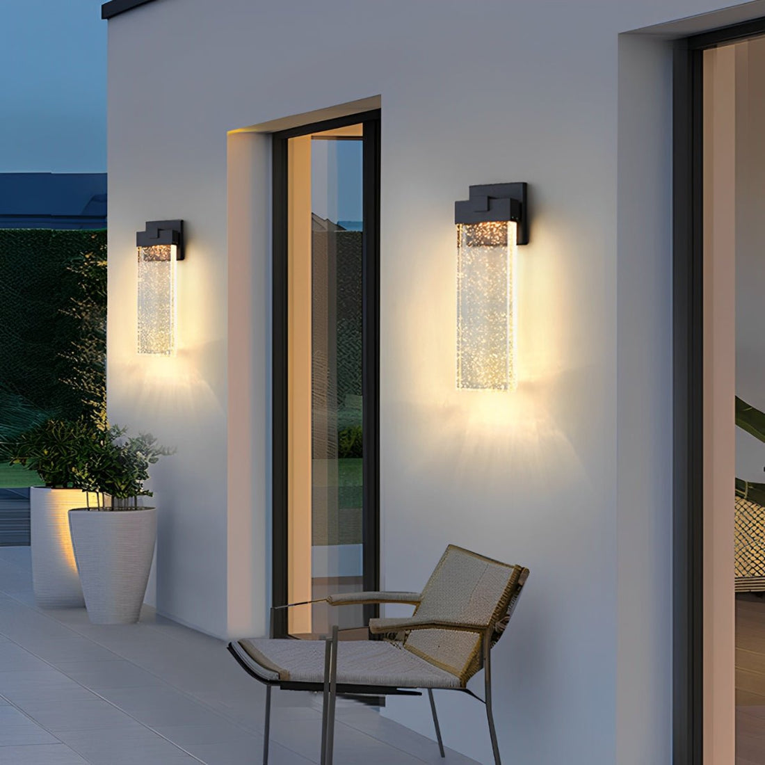 Rectangular Bubble Crystal Waterproof LED Modern Outdoor Wall Sconce - Flyachilles