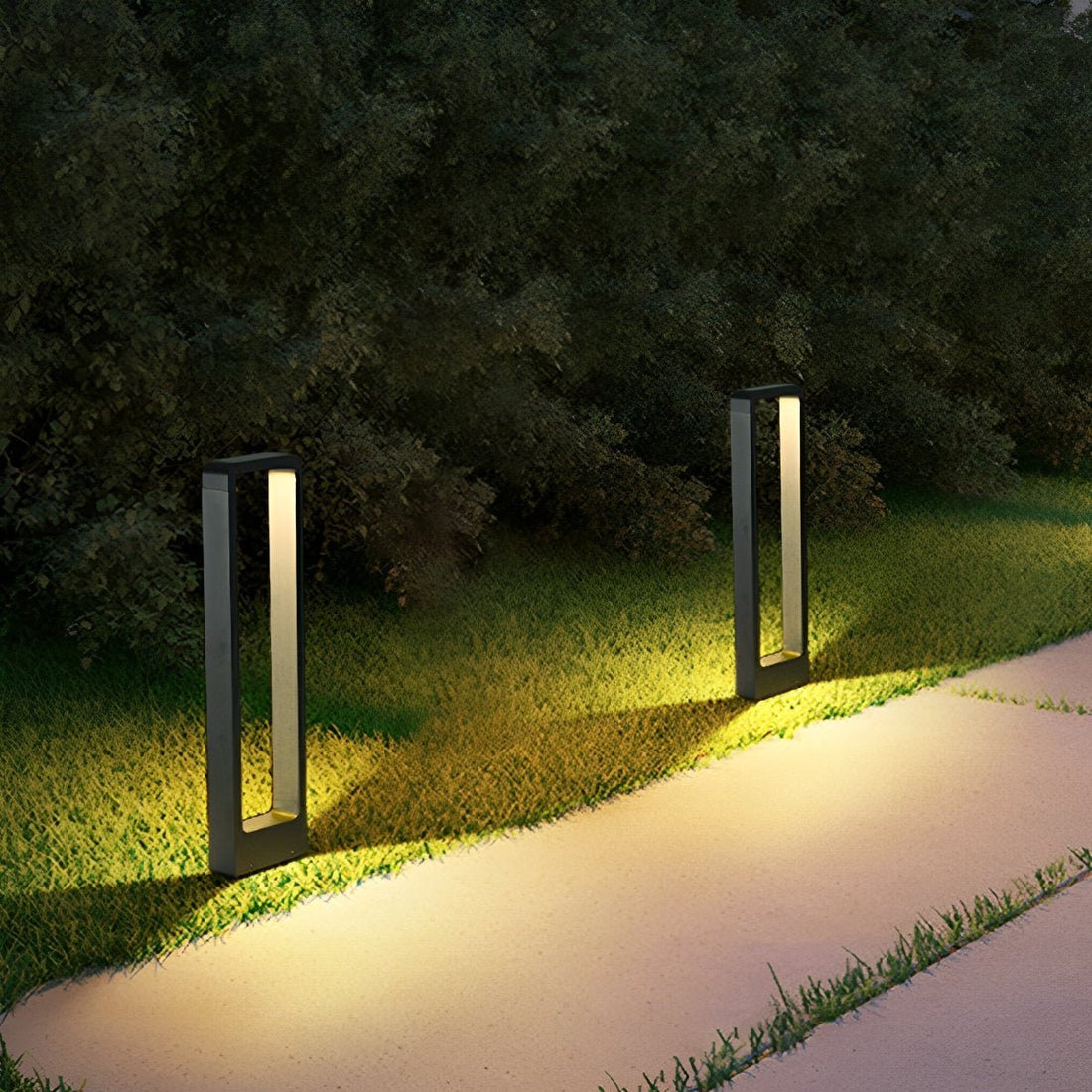 Rectangular Frame Waterproof Led Black Modern Bollard Fixtures Post Lamp - Flyachilles