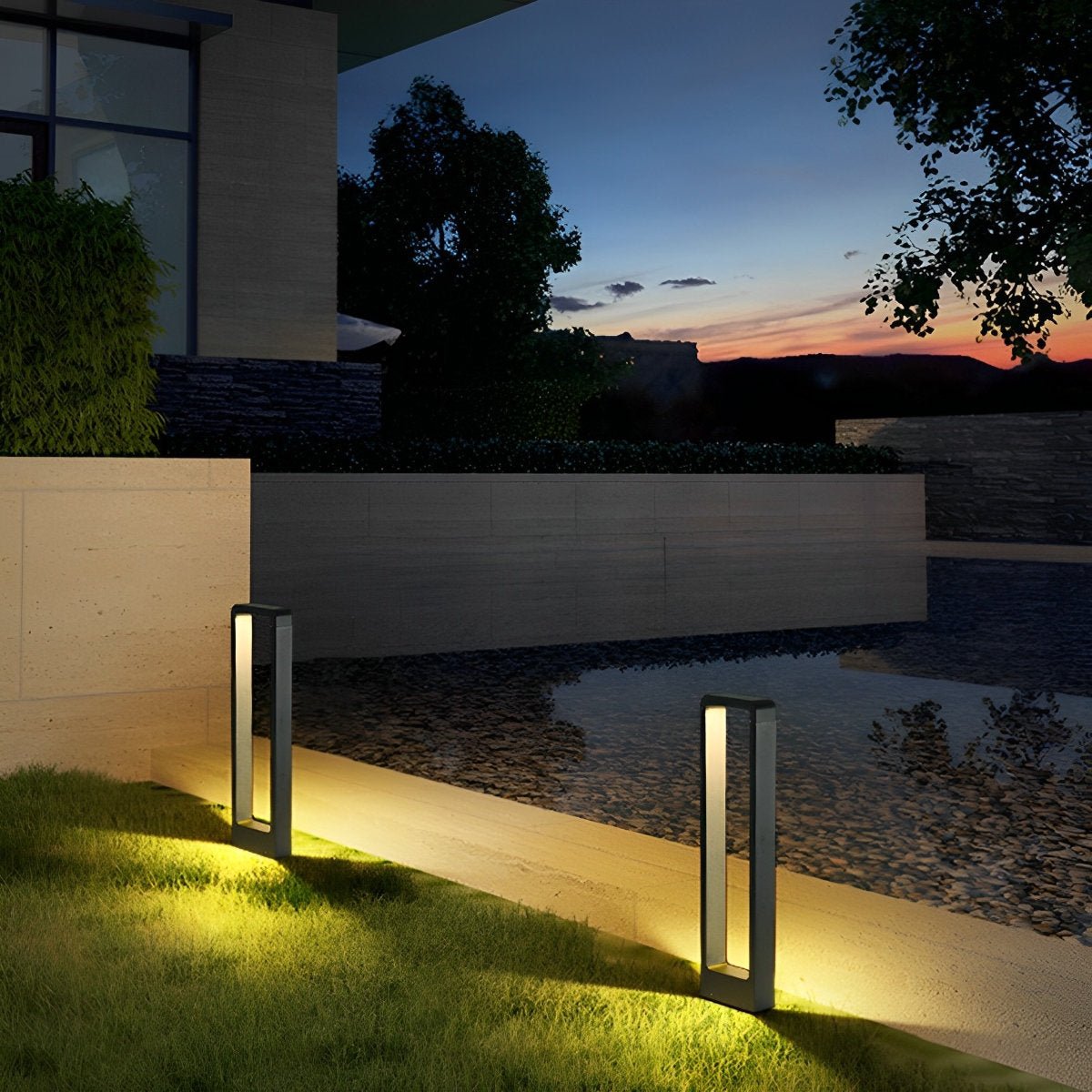 Rectangular Frame Waterproof Led Black Modern Bollard Fixtures Post Lamp - Flyachilles