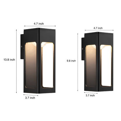 Rectangular IP65 LED Black Modern Wall Light Sconce Lamp - Flyachilles