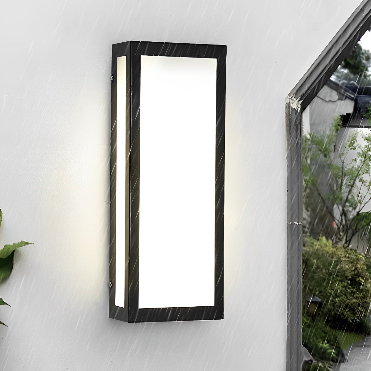 Rectangular LED Waterproof Black Modern Outdoor Exterior Light Wall Sconce - Flyachilles