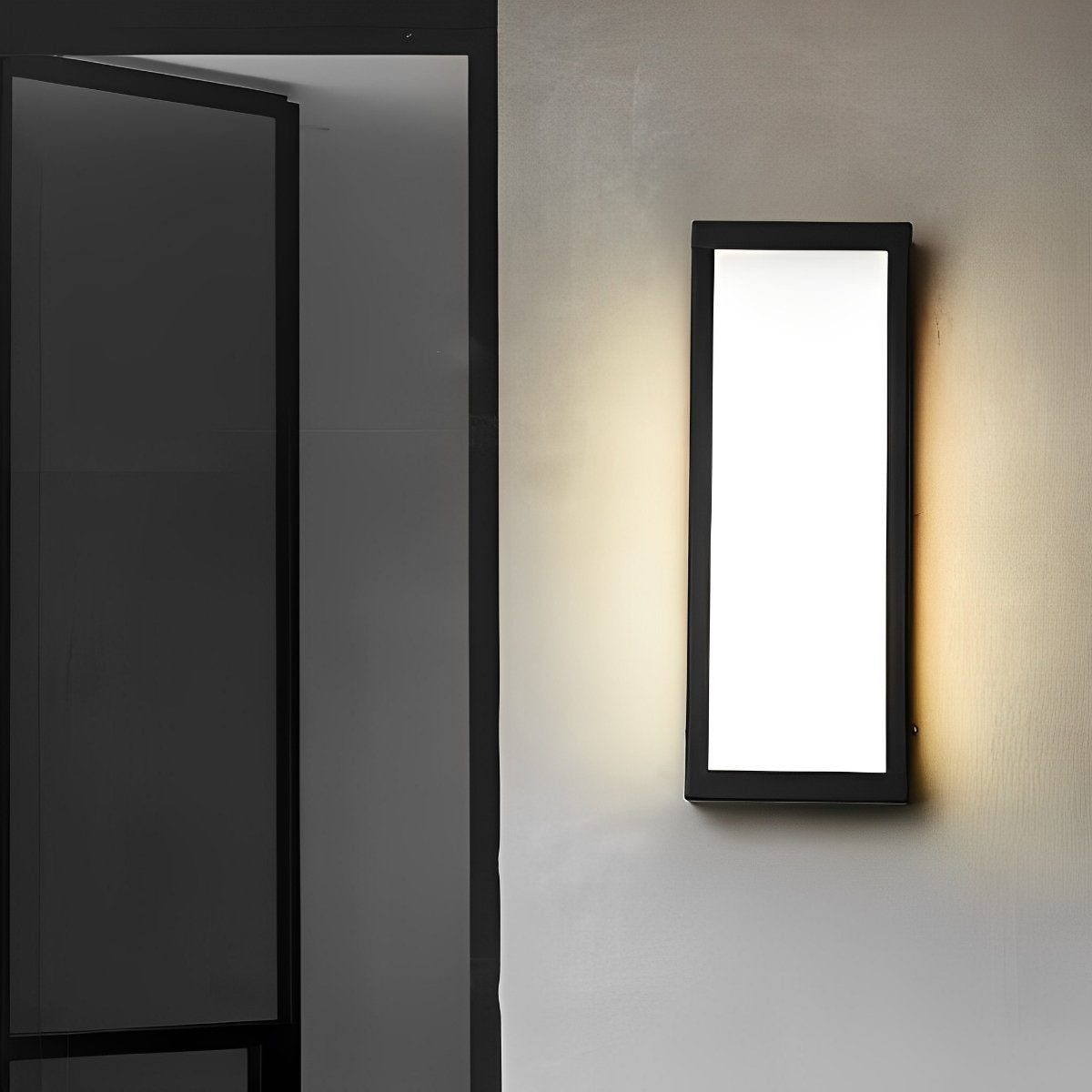 Rectangular LED Waterproof Black Modern Outdoor Exterior Light Wall Sconce - Flyachilles