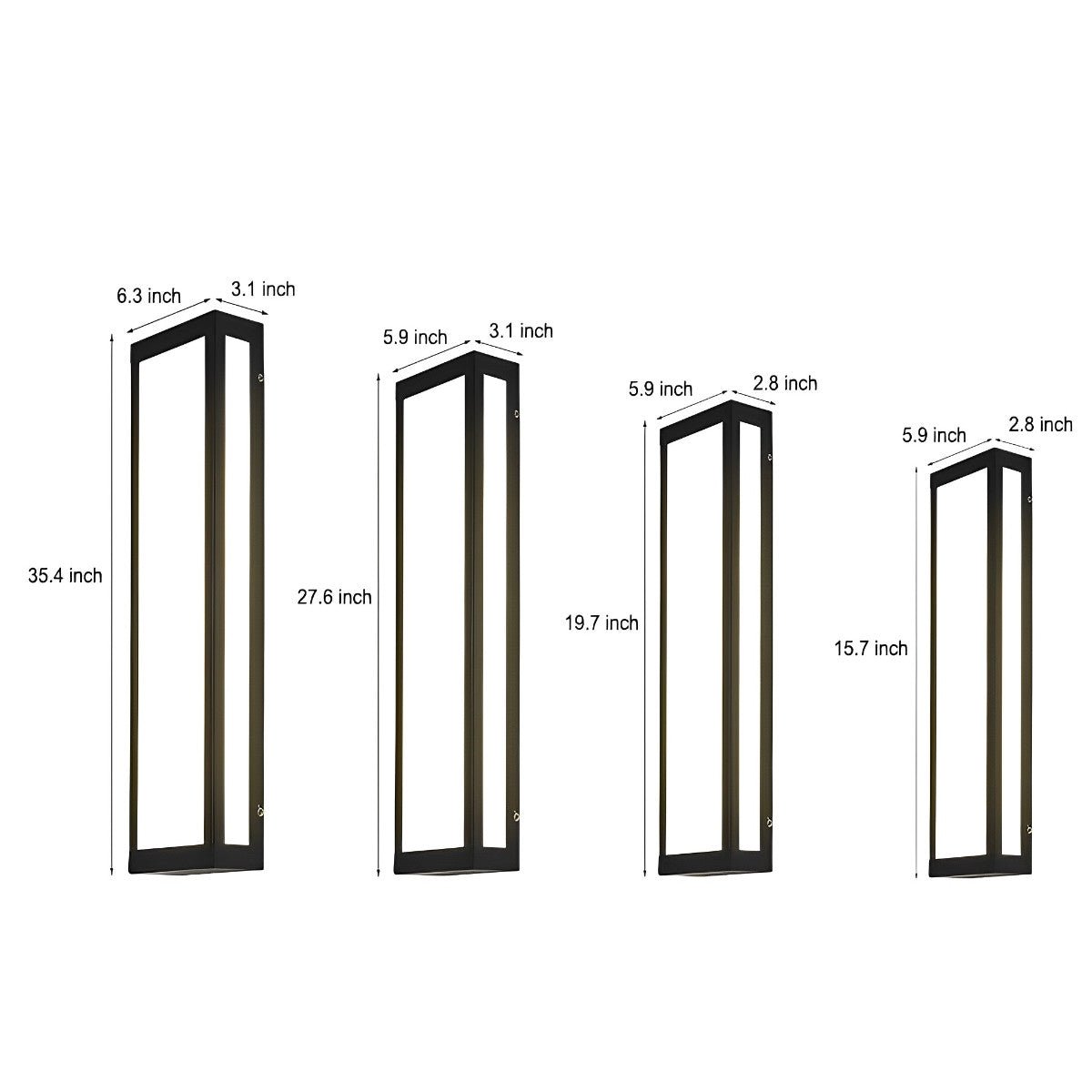 Rectangular LED Waterproof Black Modern Outdoor Exterior Light Wall Sconce - Flyachilles