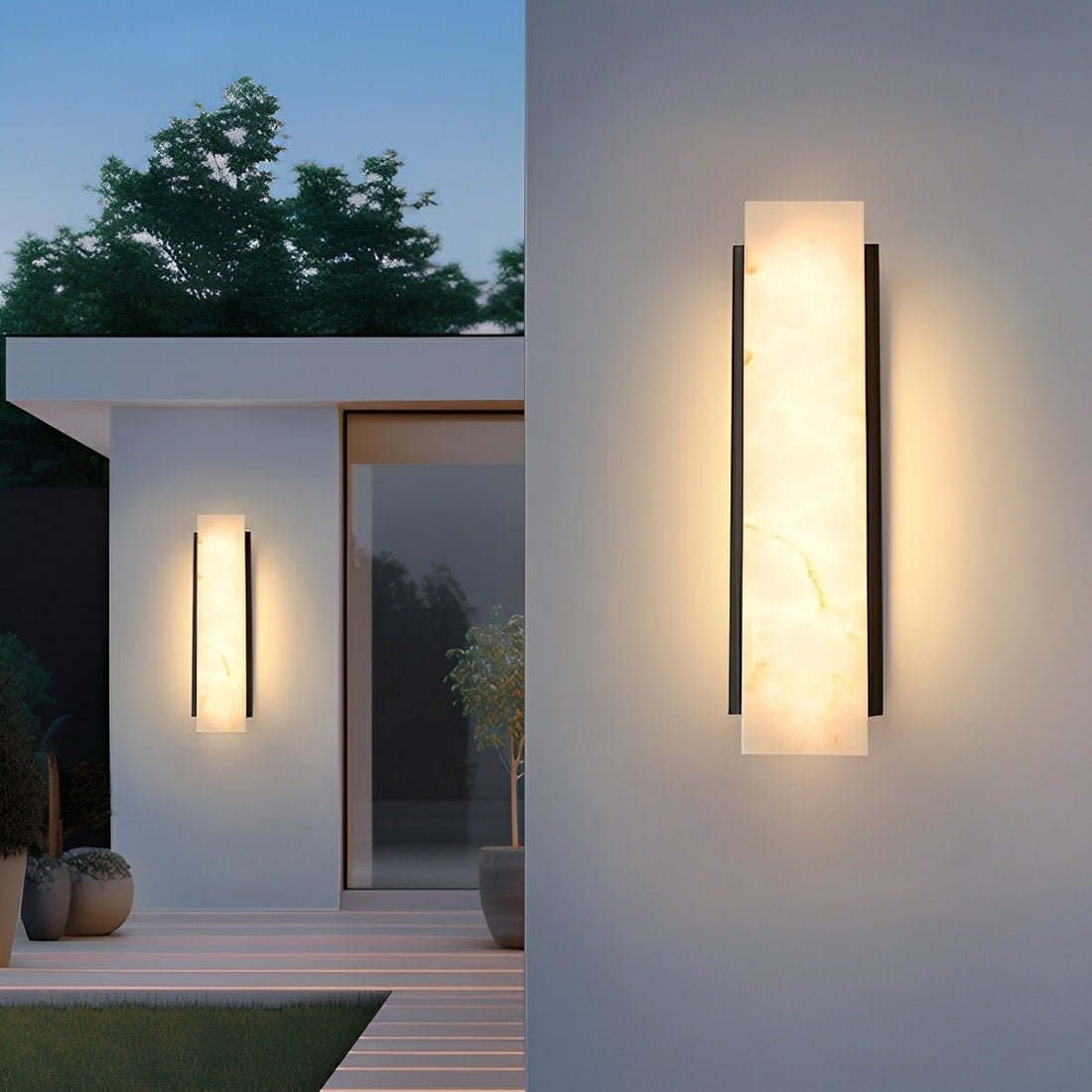 Rectangular Metal LED Light Waterproof Black Modern Outdoor Wall Lights - Flyachilles