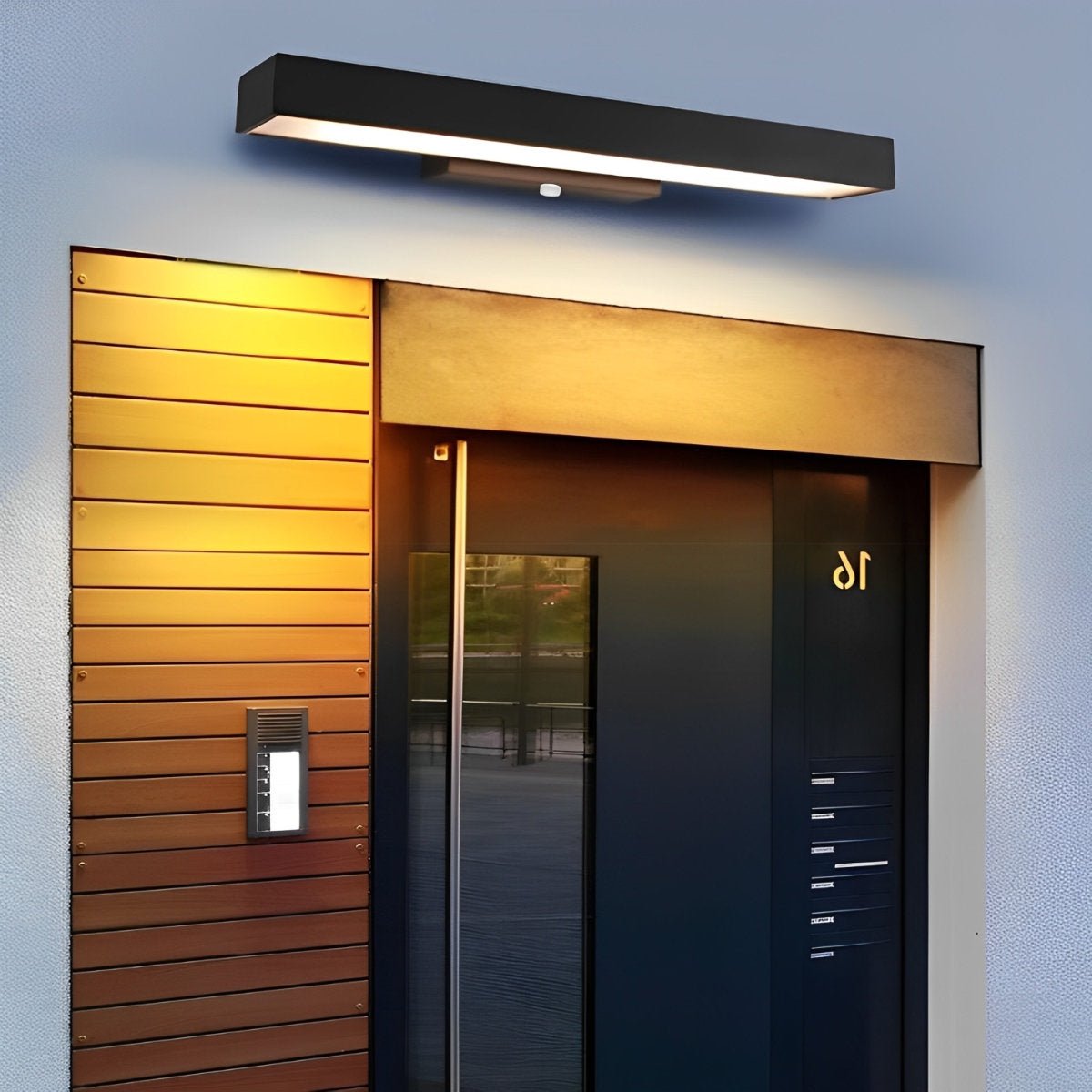 Rectangular Minimalist Waterproof Motion Sensor Black Modern Wall Sconce - Flyachilles