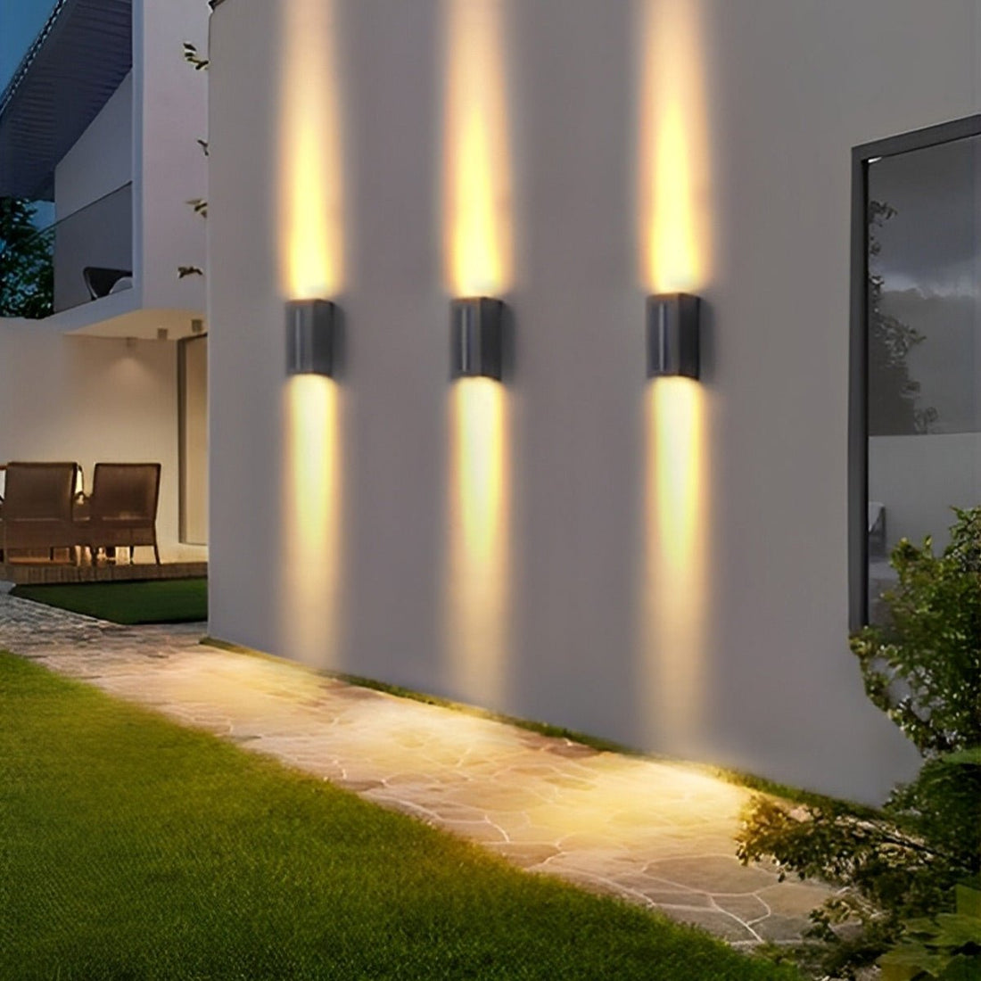 Rectangular Waterproof Up and Down Lights LED Solar Modern Wall Sconce Lighting - Flyachilles