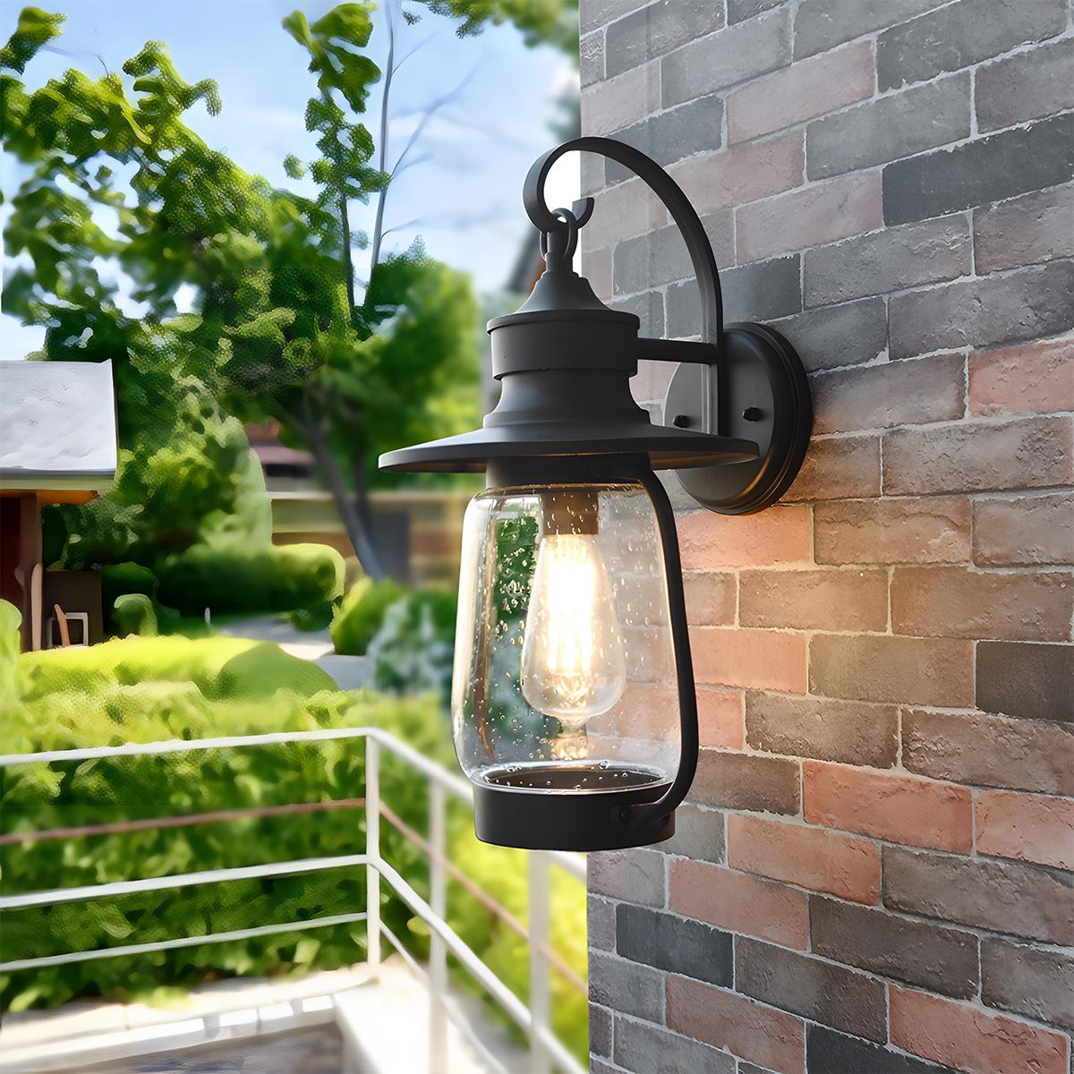 Retro Black Waterproof Lantern Outdoor Wall Sconces - Flyachilles