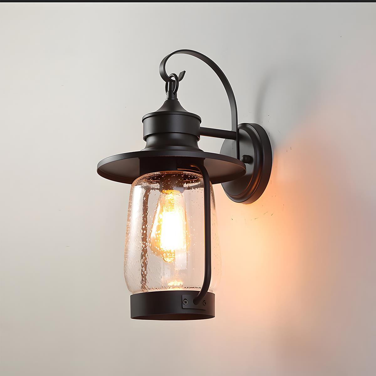 Retro Black Waterproof Lantern Outdoor Wall Sconces - Flyachilles