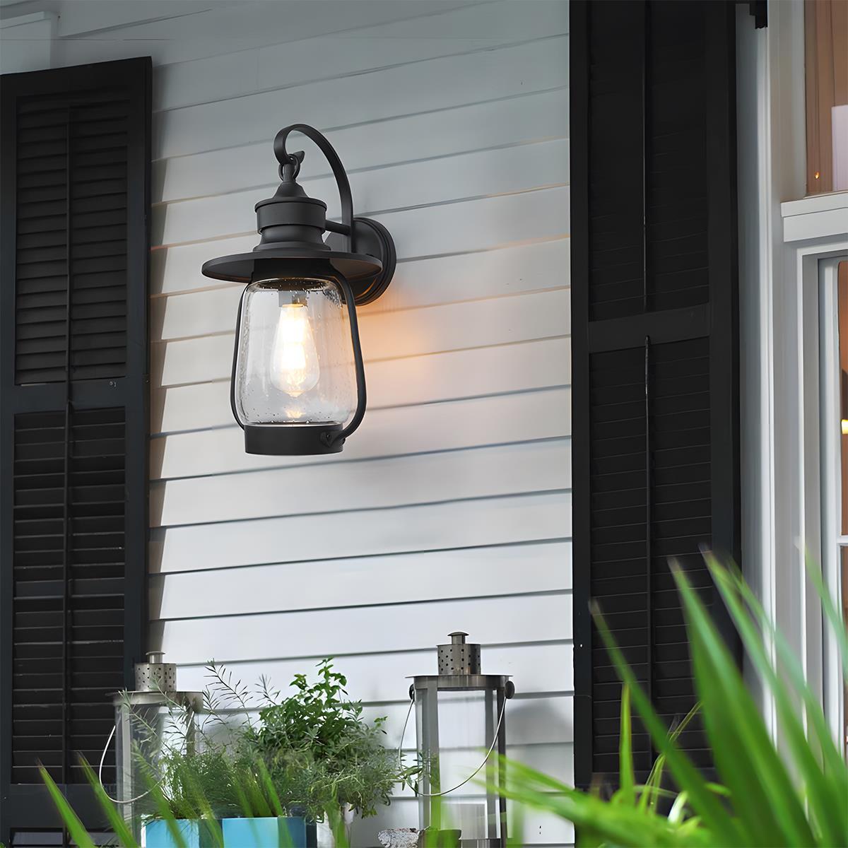 Retro Black Waterproof Lantern Outdoor Wall Sconces - Flyachilles