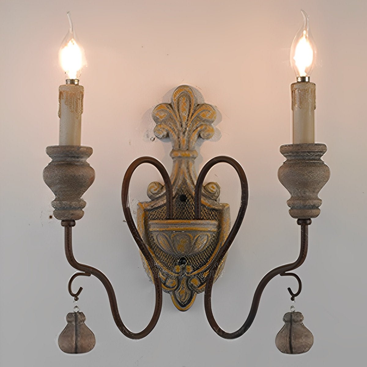 Retro Distressed Candlestick Wall Sconces Light - Flyachilles