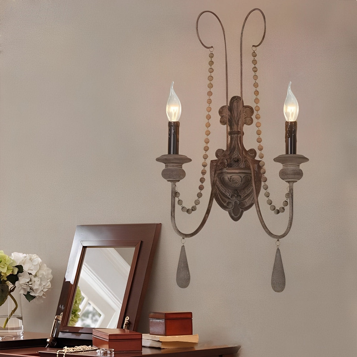 Retro Distressed Candlestick Wall Sconces Light - Flyachilles