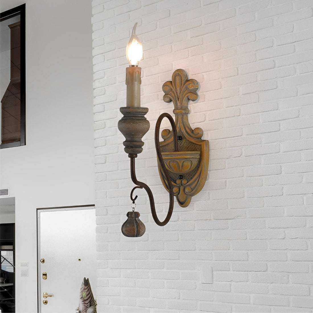 Retro Distressed Candlestick Wall Sconces Light - Flyachilles