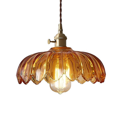 Retro Flower Glass Brass Kitchen Pendant Lighting Chandelier Hanging Lamp - Flyachilles