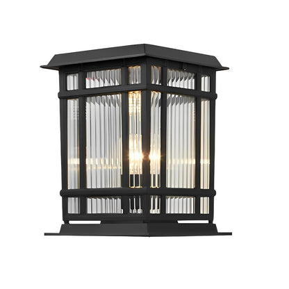 Retro Glass LED Waterproof Matte Black Modern Solar Fence Post Lights Column Pillar Lamp - Flyachilles