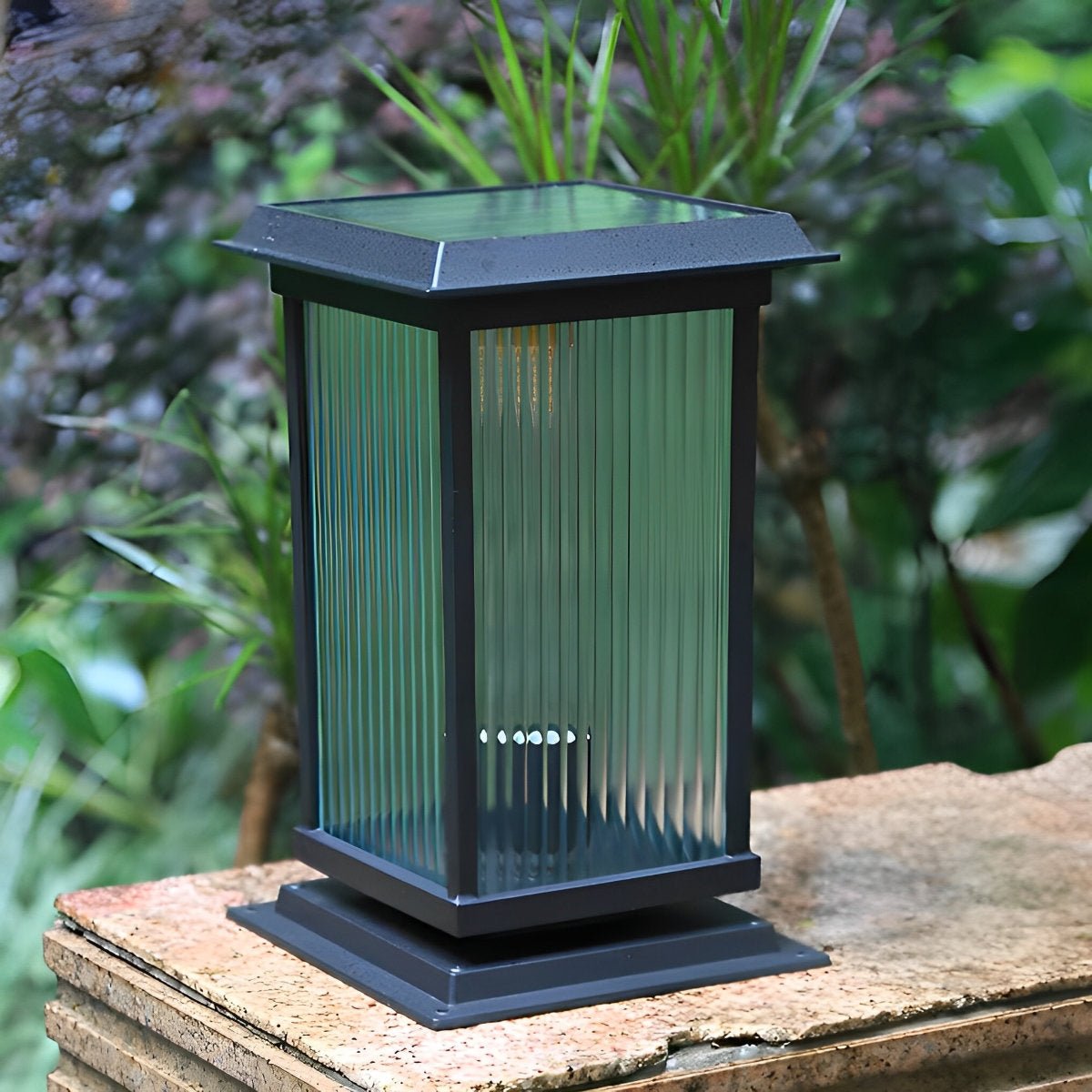 Retro Glass LED Waterproof Matte Black Modern Solar Fence Post Lights Column Pillar Lamp - Flyachilles