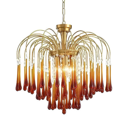 Retro Gold Linear Teardrop Crystal Chandeliers - Flyachilles