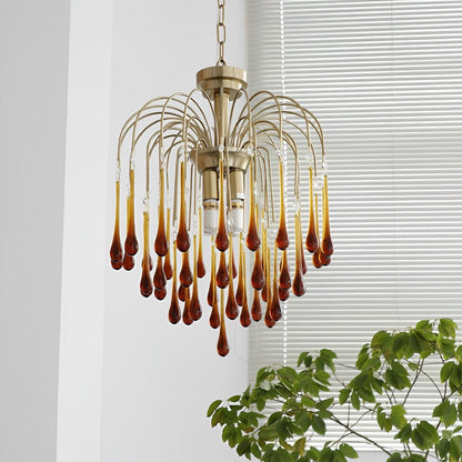 Retro Gold Linear Teardrop Crystal Chandeliers - Flyachilles