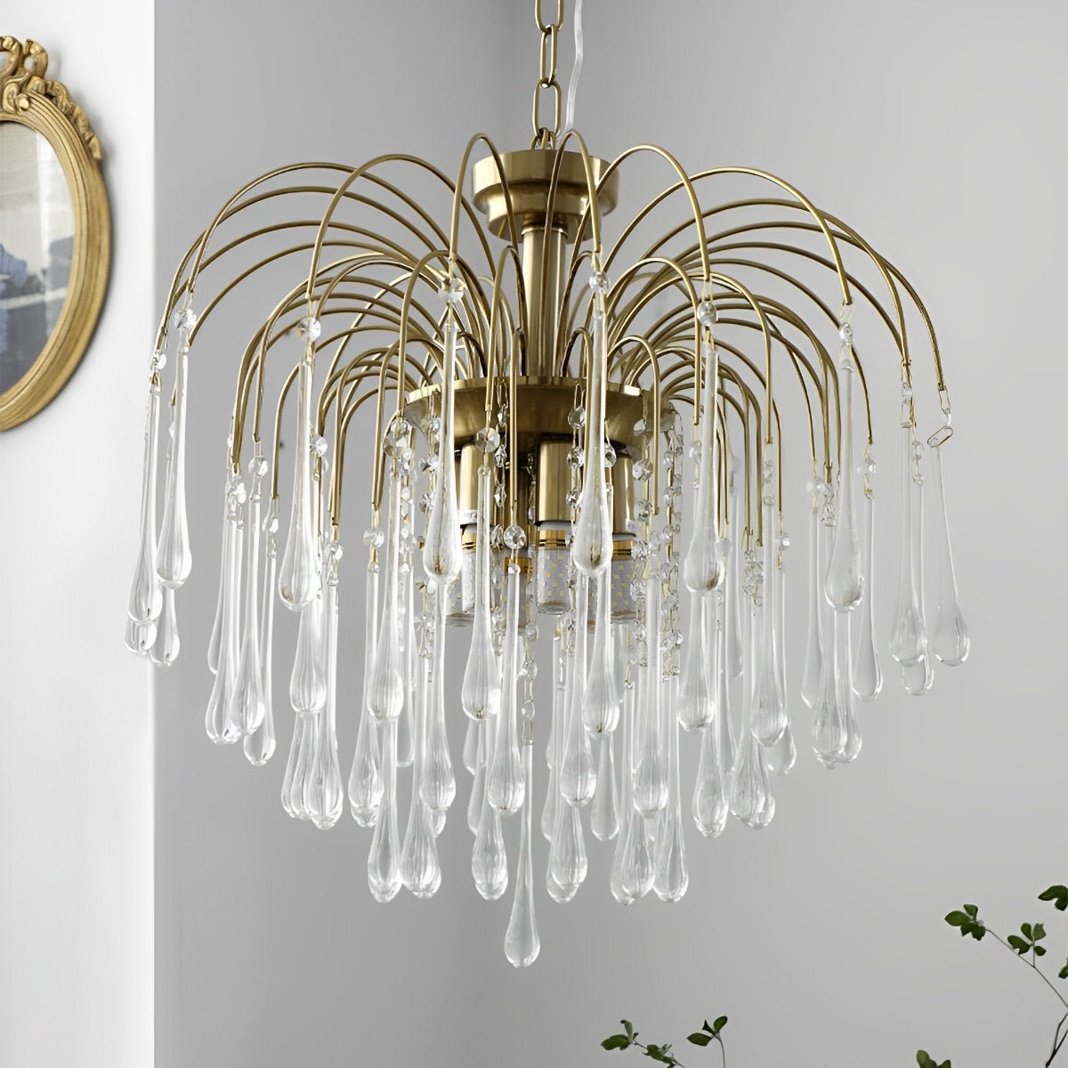 Retro Gold Linear Teardrop Crystal Chandeliers - Flyachilles