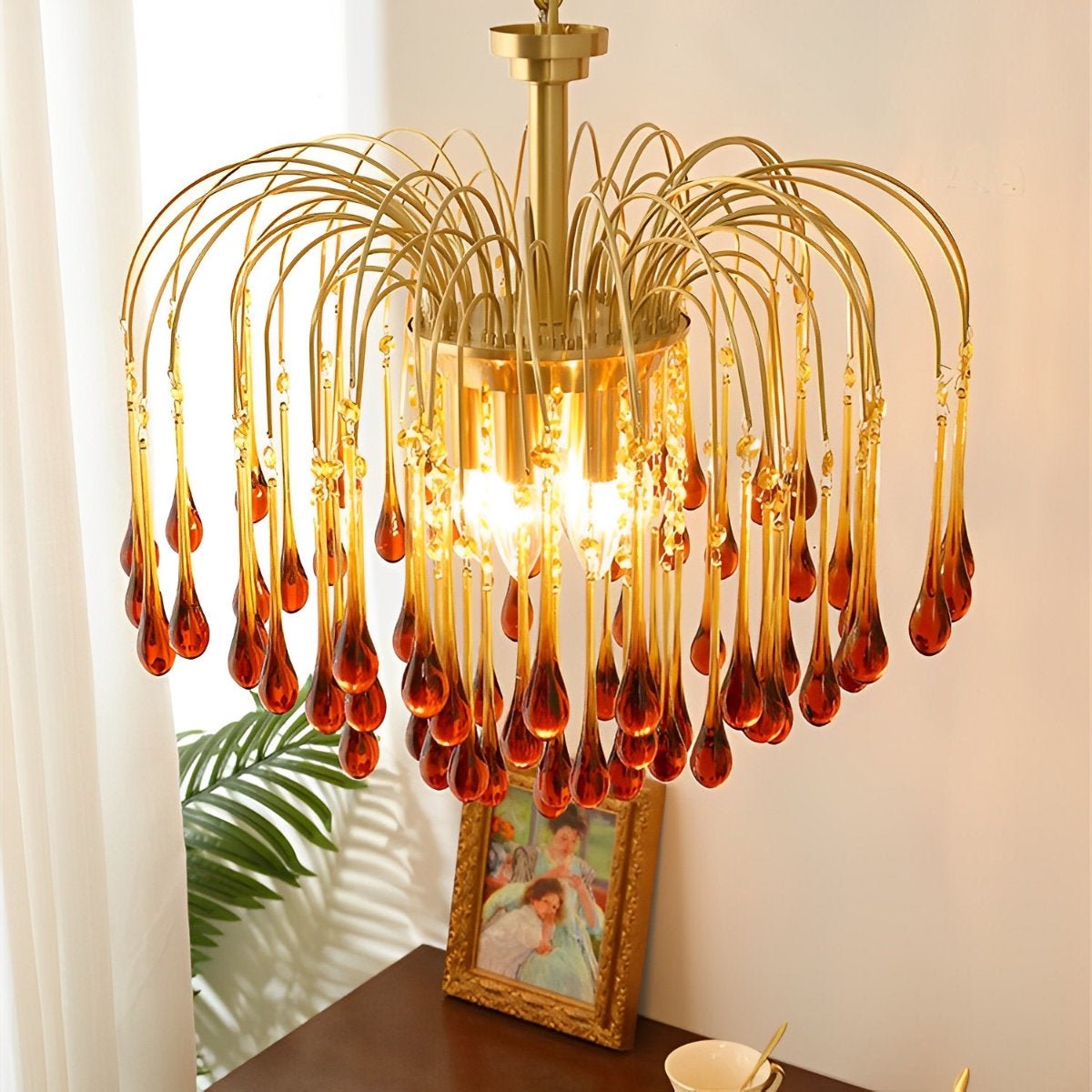 Retro Gold Linear Teardrop Crystal Chandeliers - Flyachilles