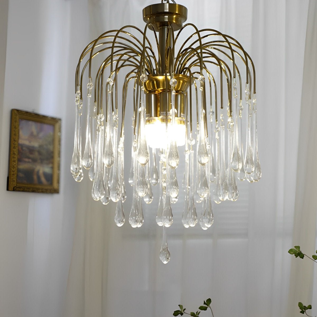 Retro Gold Linear Teardrop Crystal Chandeliers - Flyachilles