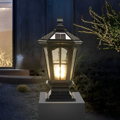 Retro Pavilion Shape Waterproof LED Solar Powered Fence Post Cap Lights - Flyachilles