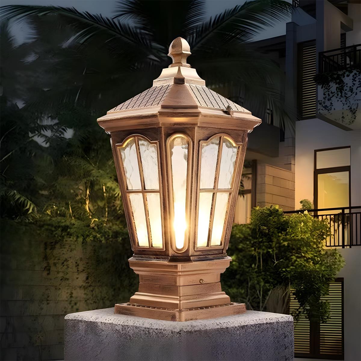 Retro Pavilion Shape Waterproof LED Solar Powered Fence Post Cap Lights - Flyachilles