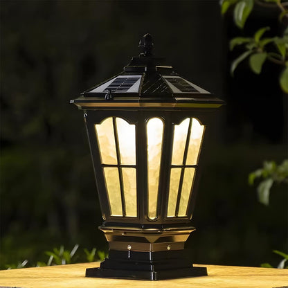 Retro Pavilion Shape Waterproof LED Solar Powered Fence Post Cap Lights - Flyachilles