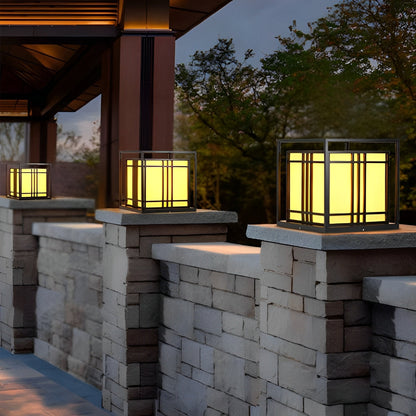 Retro Square Waterproof LED Modern Outdoor Post Cap Light Lampshade Pillar Light Column Light Patio Lighting Fixture - Flyachilles