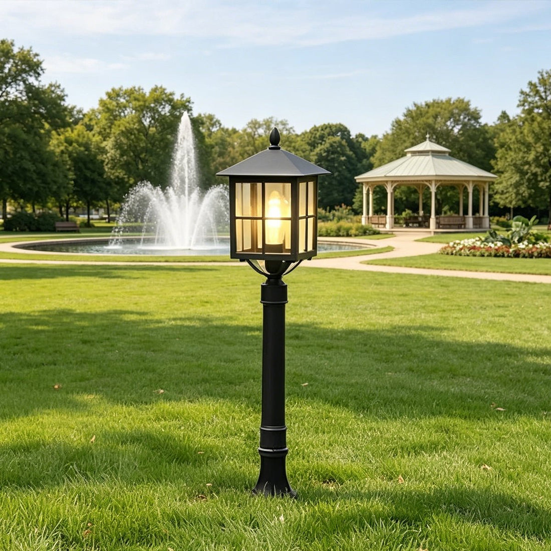 Retro Waterproof Black Outdoor Lawn Post Lights Lantern Lamps - Flyachilles