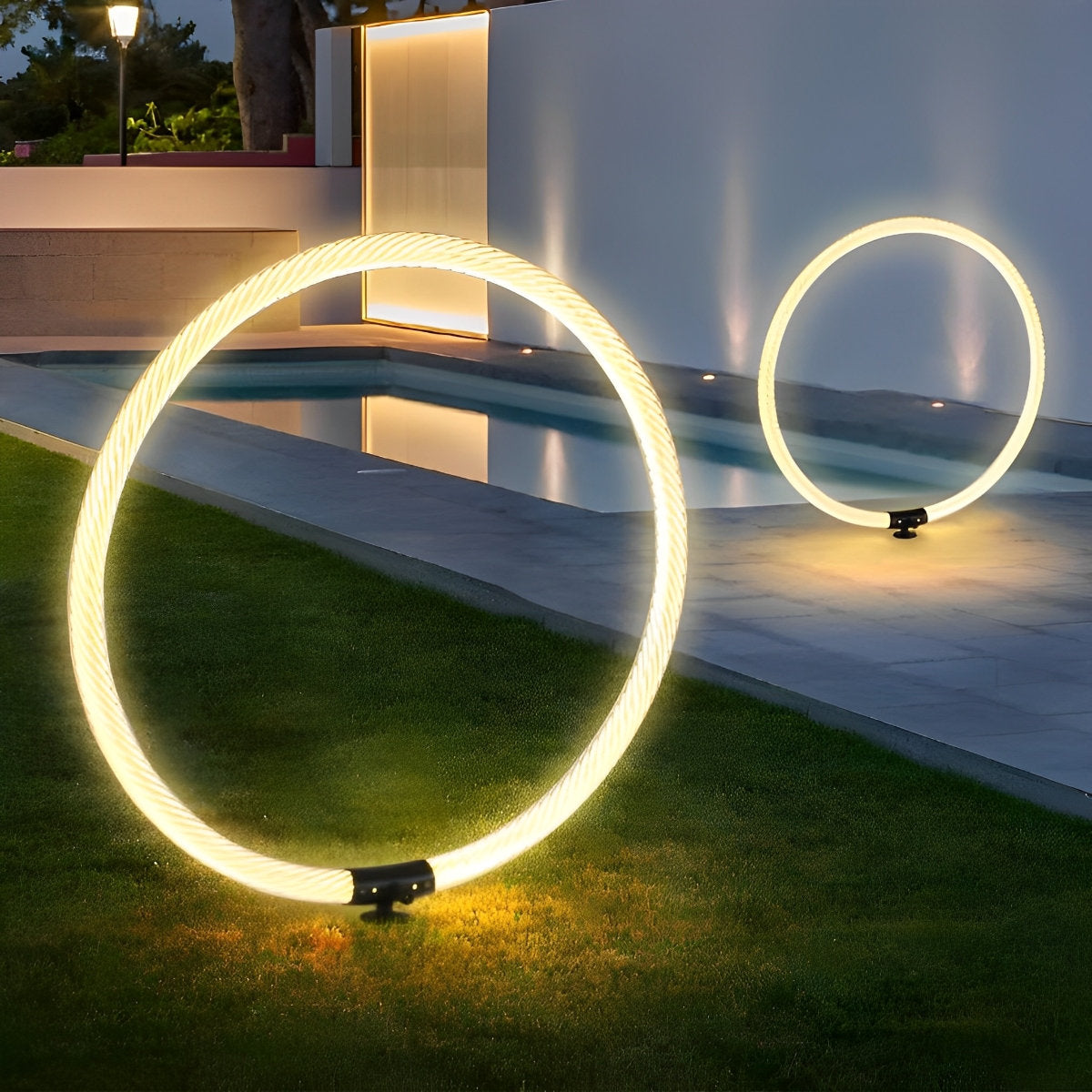 Ring Minimalist LED Waterproof Modern Outdoor Lawn Lamp Landscape Lighting Garden Yard Villa Park Light - Flyachilles