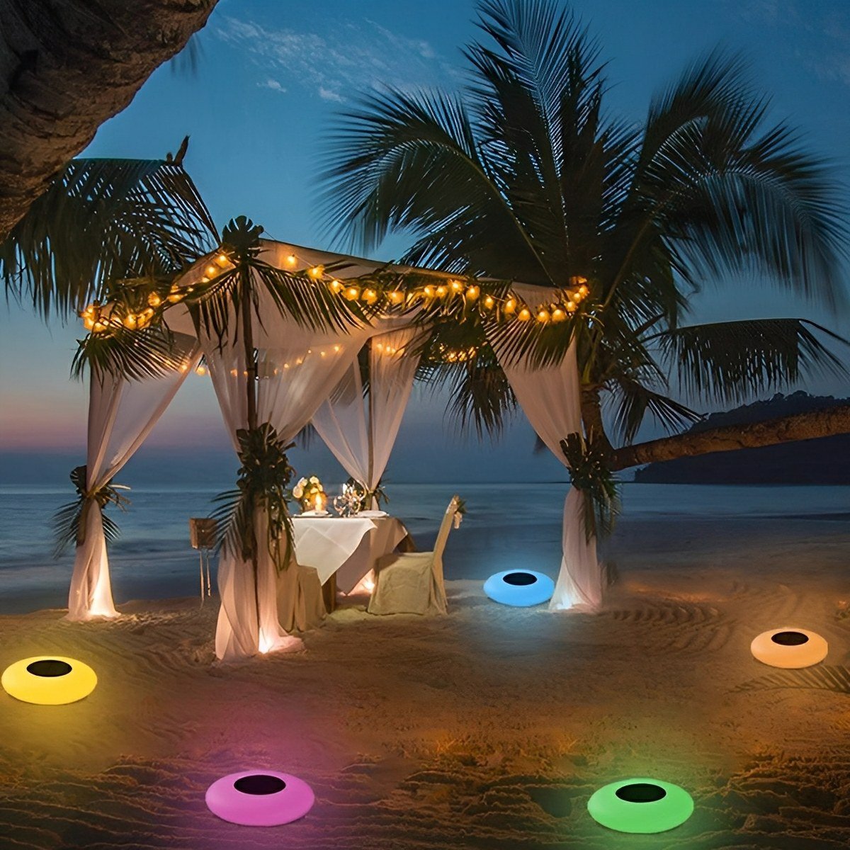 Round Colorful RGB LED Waterproof Solar Modern Outdoor Lights Pool Lights Water Floating Light Pond Lamp - Flyachilles