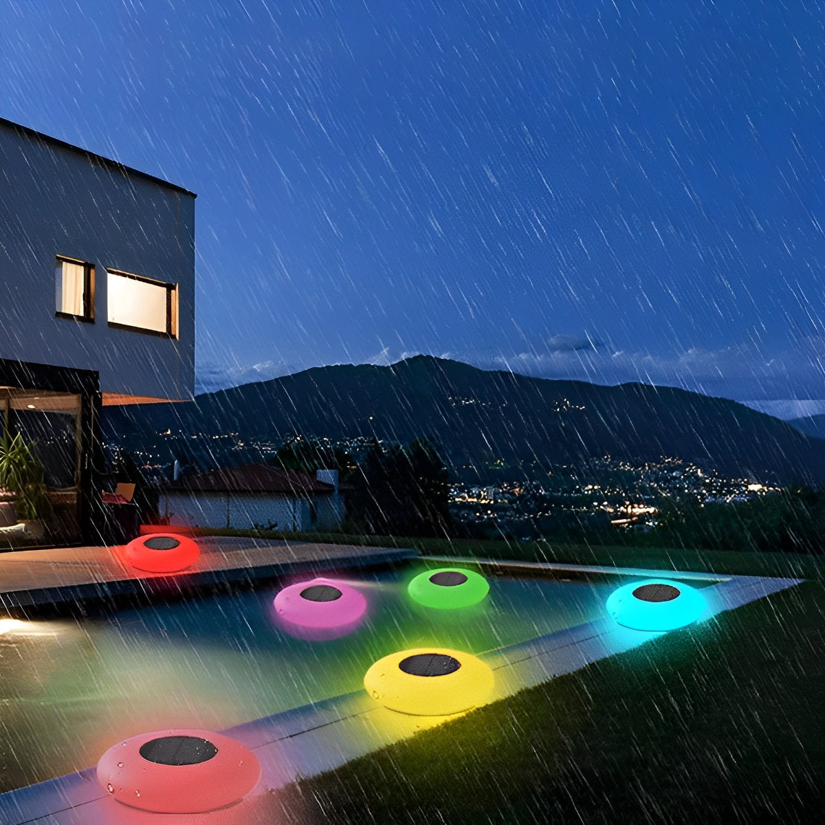 Round Colorful RGB LED Waterproof Solar Modern Outdoor Lights Pool Lights Water Floating Light Pond Lamp - Flyachilles
