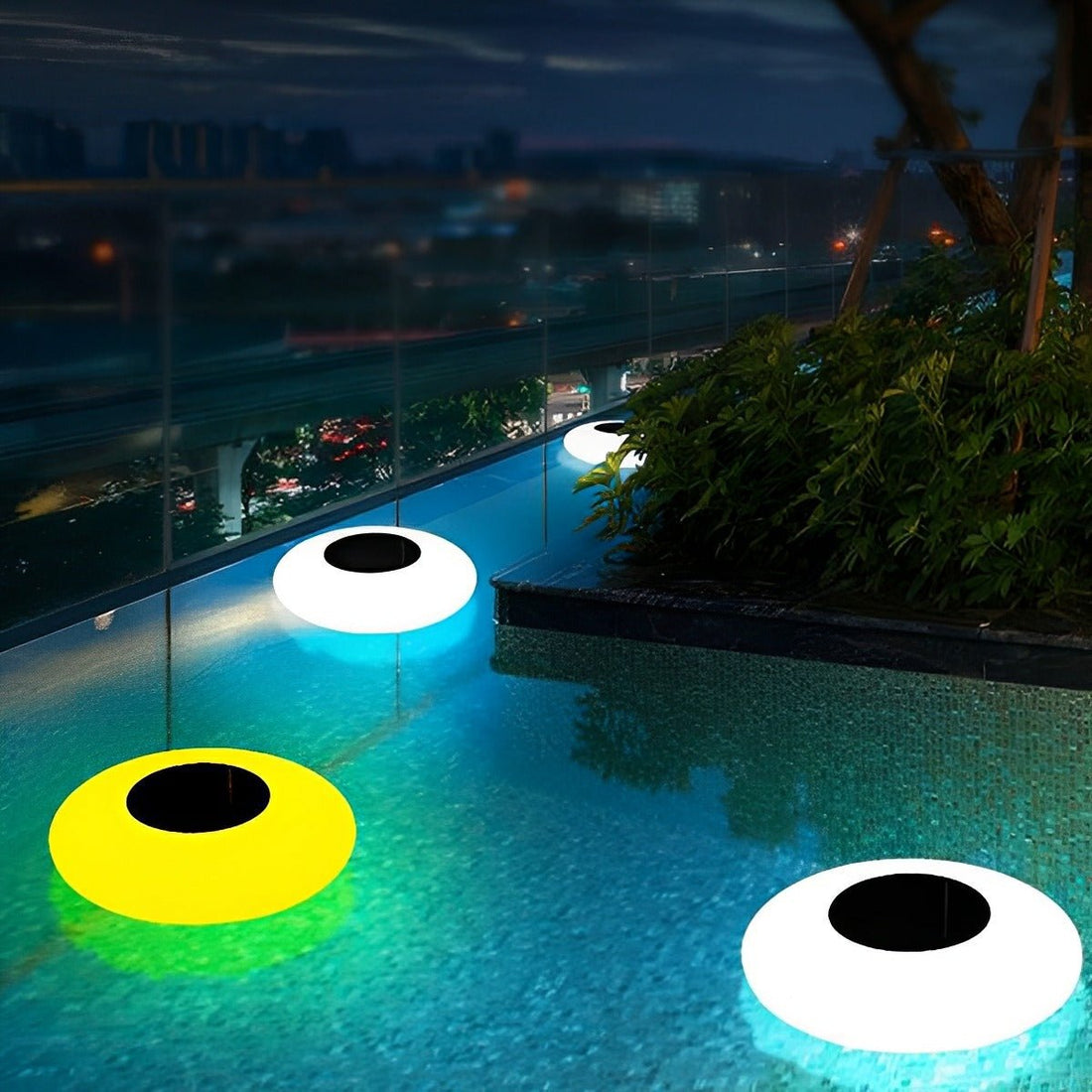 Round Colorful RGB LED Waterproof Solar Modern Outdoor Lights Pool Lights Water Floating Light Pond Lamp - Flyachilles