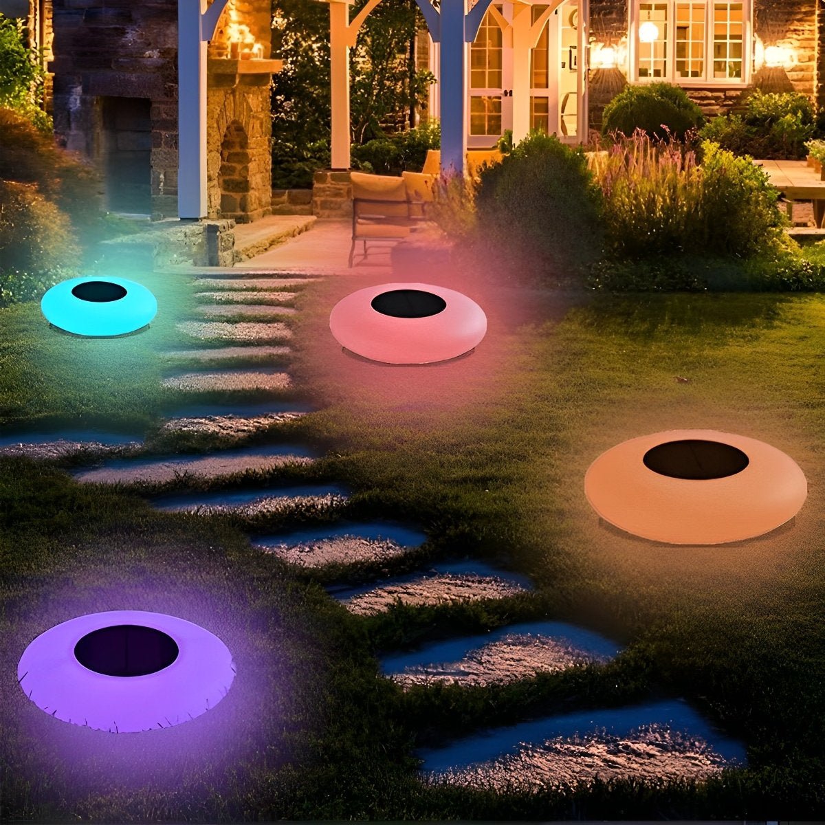 Round Colorful RGB LED Waterproof Solar Modern Outdoor Lights Pool Lights Water Floating Light Pond Lamp - Flyachilles