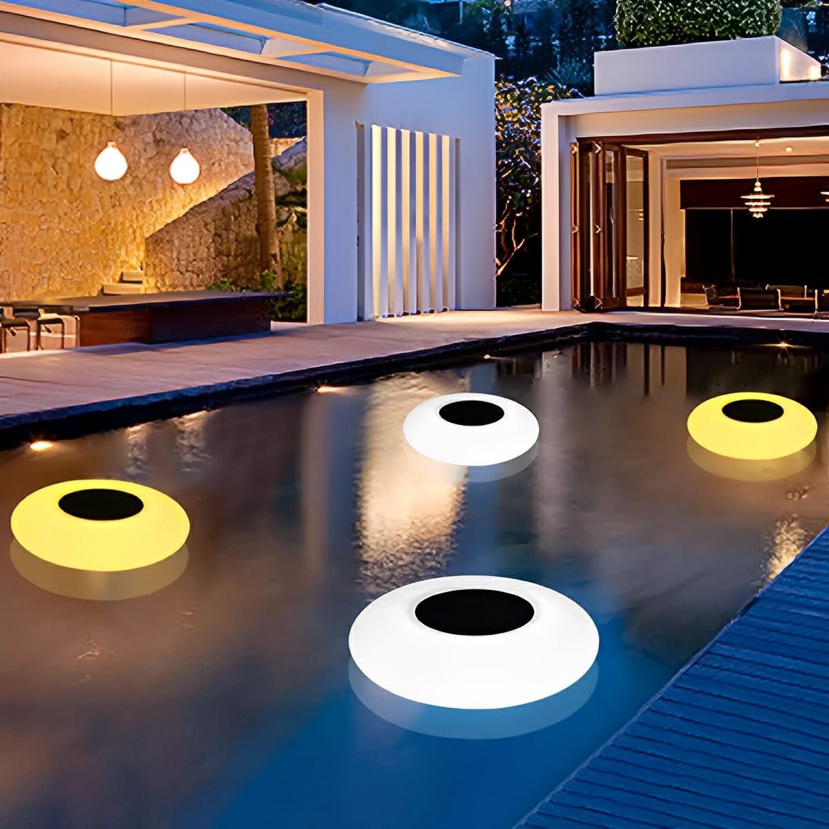 Round Colorful RGB LED Waterproof Solar Modern Outdoor Lights Pool Lights Water Floating Light Pond Lamp - Flyachilles