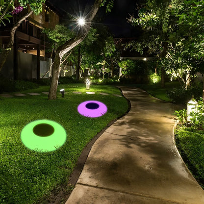 Round Colorful RGB LED Waterproof Solar Modern Outdoor Lights Pool Lights Water Floating Light Pond Lamp - Flyachilles