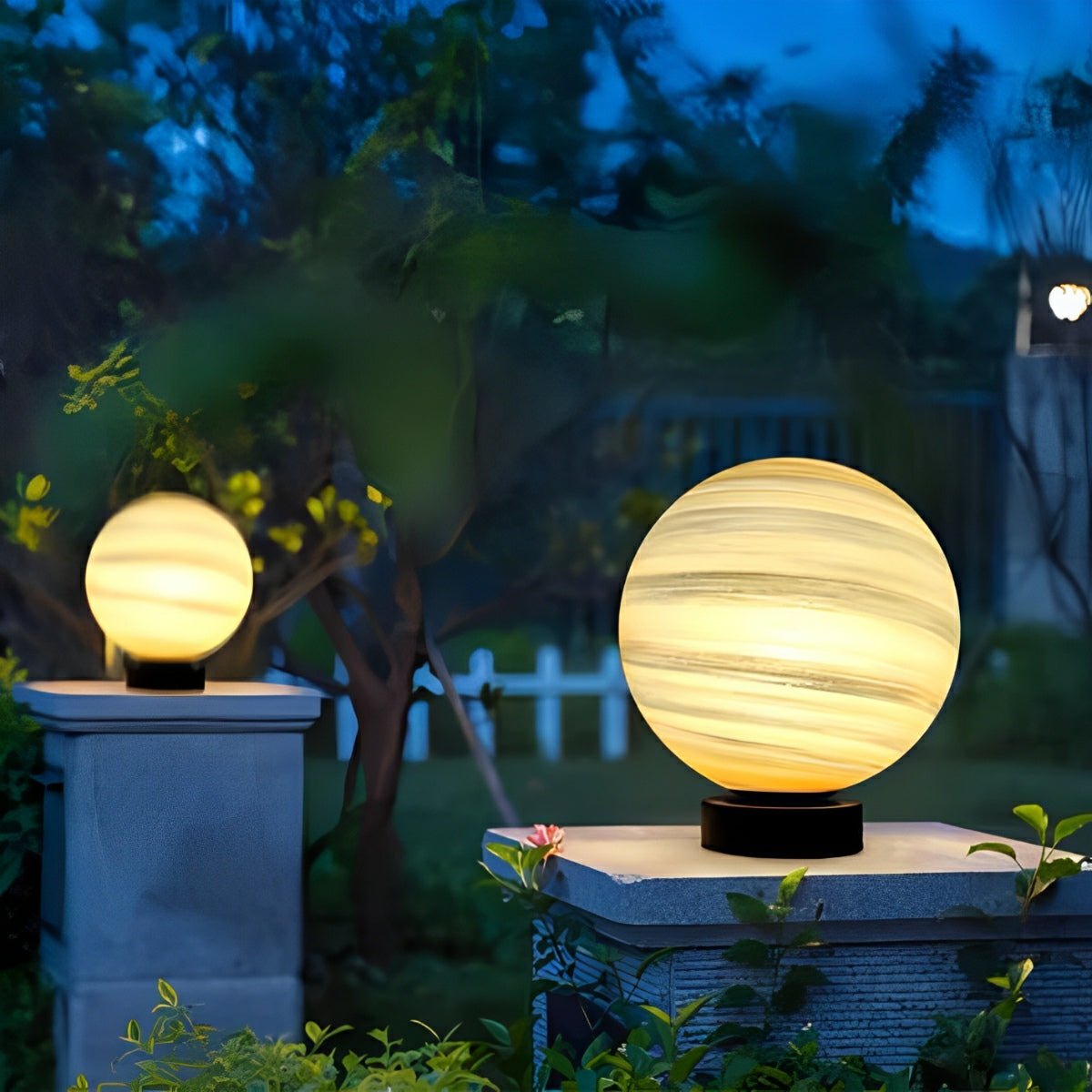 Round Glass Planets Design Waterproof Modern Outdoor Fence Post Lights Column Lighting - Flyachilles