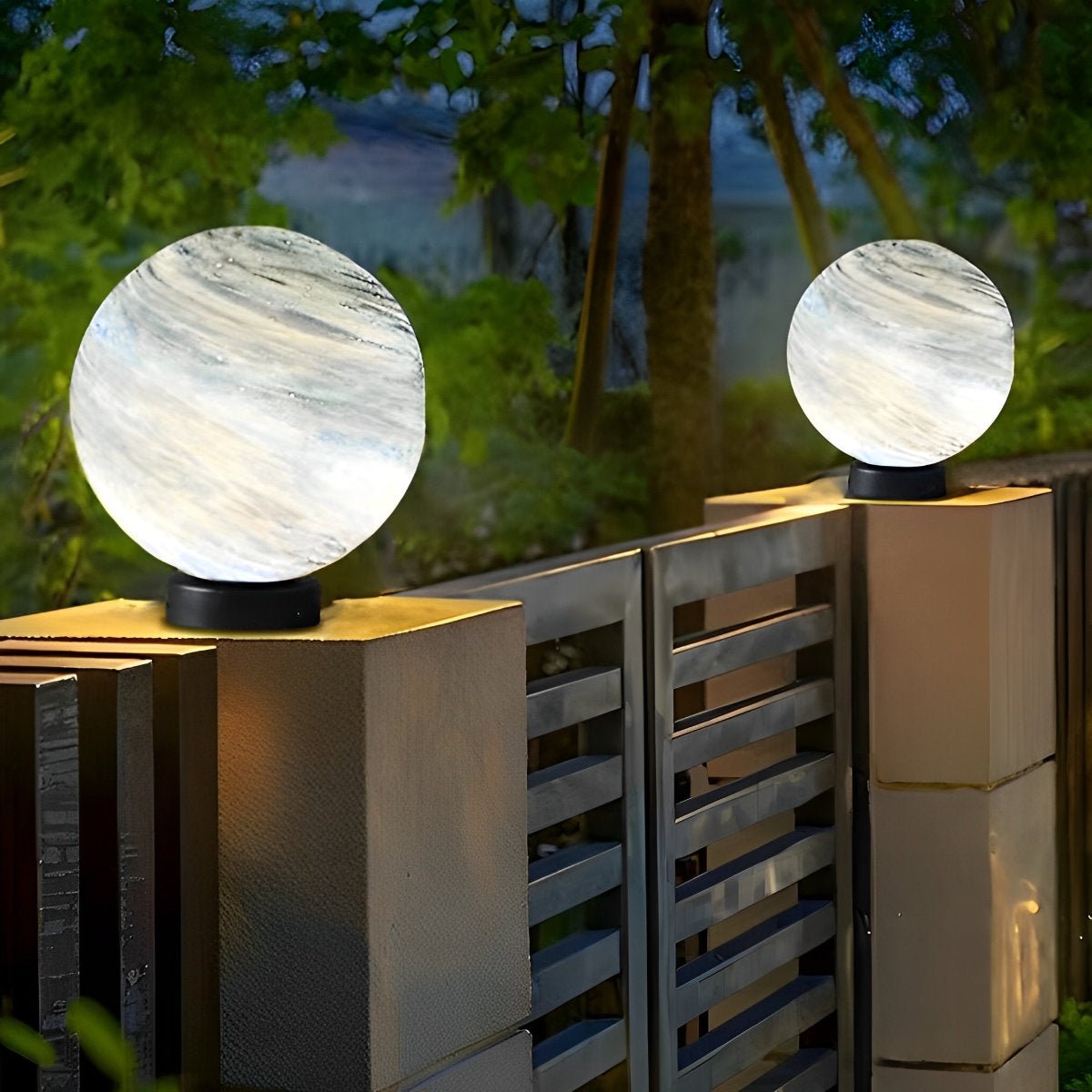 Round Glass Planets Design Waterproof Modern Outdoor Fence Post Lights Column Lighting - Flyachilles