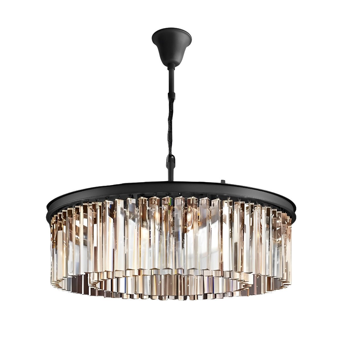 Round Metal Crystal Strip Retro Farmhouse Chandelier - Flyachilles