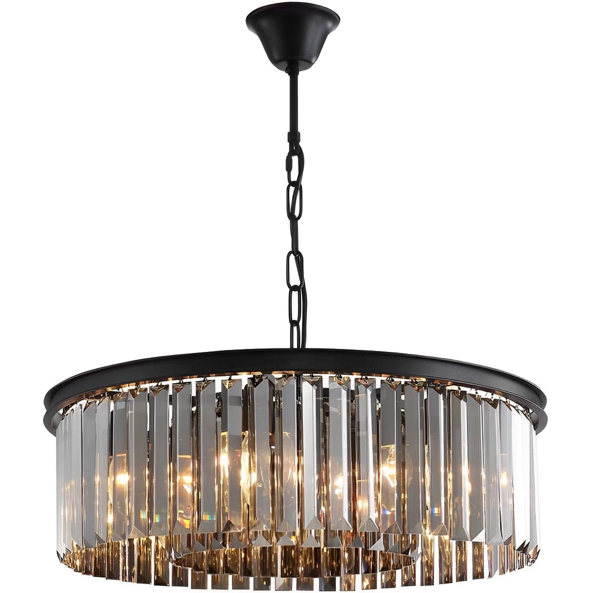 Round Metal Crystal Strip Retro Farmhouse Chandelier - Flyachilles