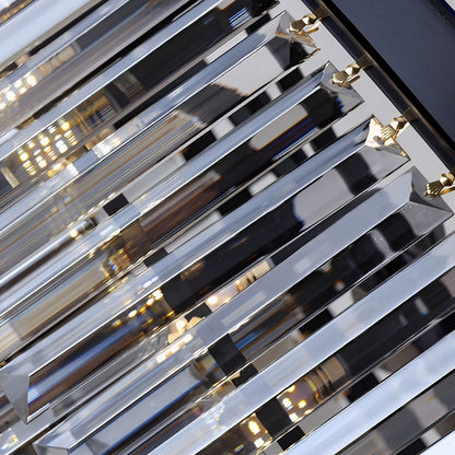 Round Metal Crystal Strip Retro Farmhouse Chandelier - Flyachilles