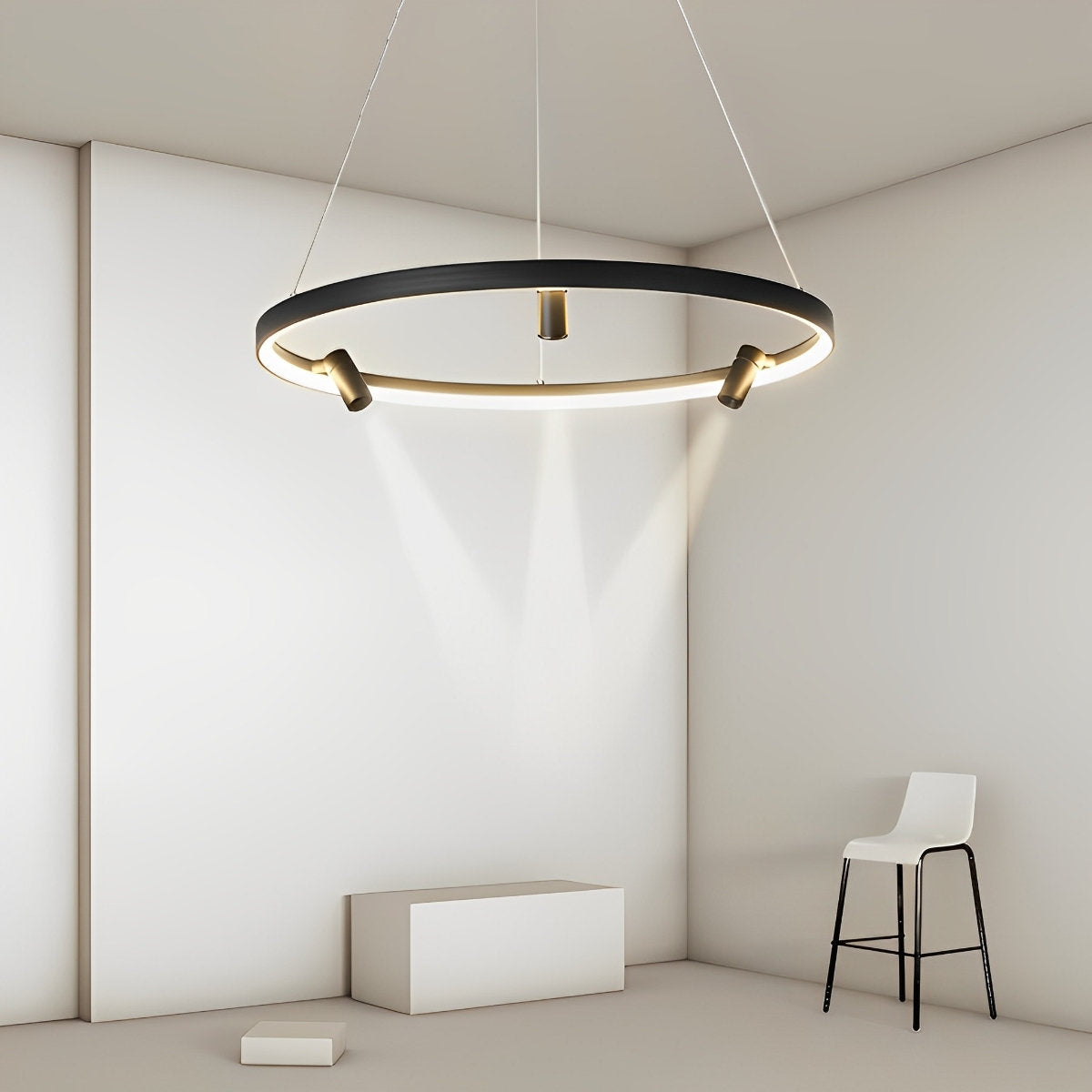 Round Ring Creative LED Chandelier Hanging Lamp with Adjustable - Flyachilles