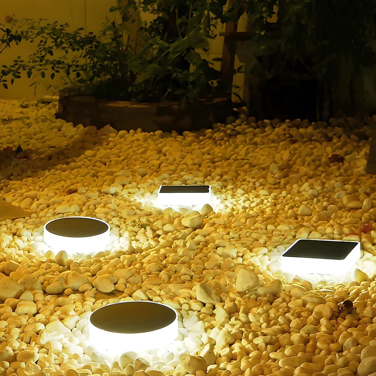 Round Square LED Waterproof Outdoor Solar Decking Lawn Lights Wall Lights - Flyachilles