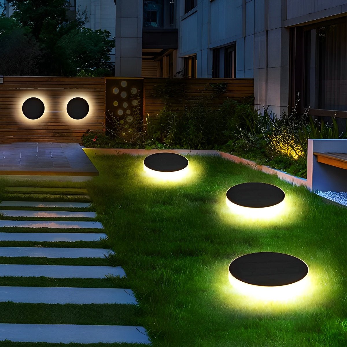 Round Square LED Waterproof Outdoor Solar Decking Lawn Lights Wall Lights - Flyachilles