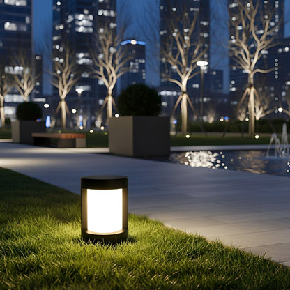 Round Waterproof LED Solar Black Modern Outdoor Pathway Lights - Flyachilles