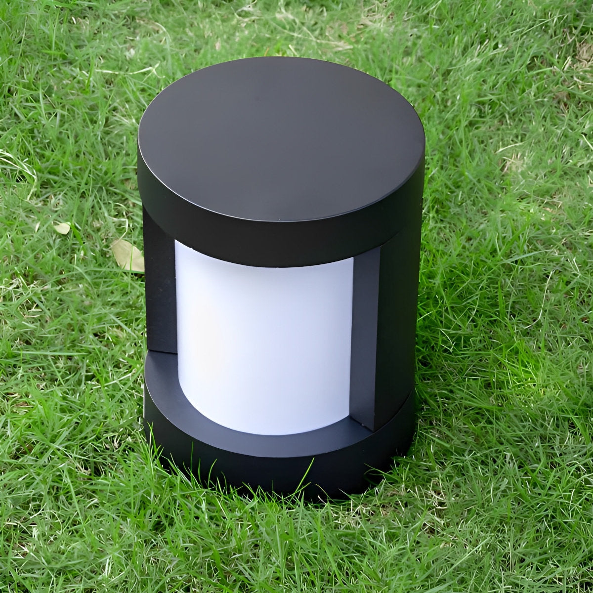 Round Waterproof LED Solar Black Modern Outdoor Pathway Lights Post Lights - Flyachilles